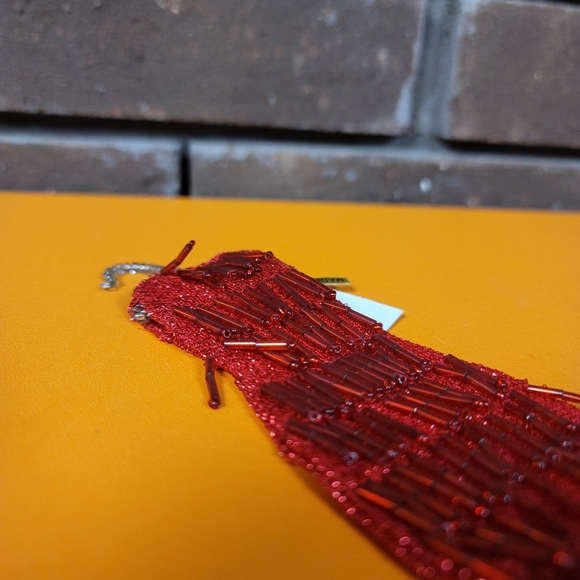 Marshall Fields vintage NWT red flapper dress Christmas ornament beaded - Picture 6 of 6